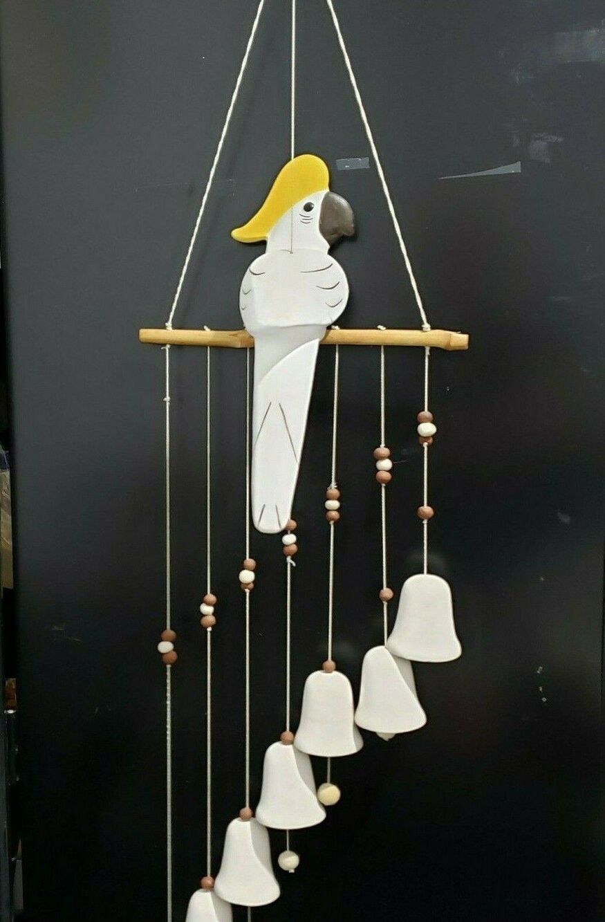 Ceramic Bird Parrot Wind Chimes-7 Ceramic Bells -Wind Bells for Indoor/outdoor